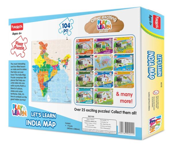 Play & Learn Funskool India Map, Jigsaw Puzzle Game for Kids, 104 Pieces, Educational, Learning & Development, Fun Activity Toy for Childrens, Gift Set for Kid, Age 6+ Years - Image 5