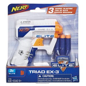 Nerf N-Strike Elite Triad EX-3 Blaster, Ages 8 And Up, Multicolor, Including 3 Darts