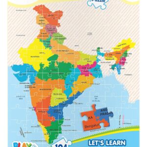 Play & Learn Funskool India Map, Jigsaw Puzzle Game for Kids, 104 Pieces, Educational, Learning & Development, Fun Activity Toy for Childrens, Gift Set for Kid, Age 6+ Years