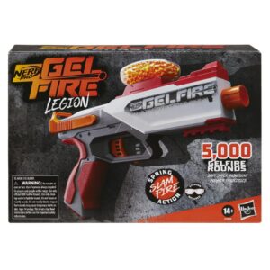 Nerf Pro Gelfire Legion Spring Action Blaster, 5000 Gelfire Rounds, 130 Round Hopper, Protective Eyewear, Slam Fire