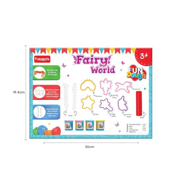 Fundough Funskool Fairy World, Play Set for Kid, 4 Colorful Tubs of 50g Each (250g Total), Learning, Fun & Engaging Activity,Multicolor, Gift Set for Kids, Age 3+ Years - Image 4