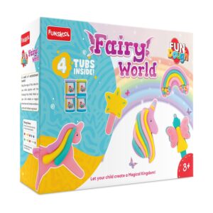 Fundough Funskool Fairy World, Play Set for Kid, 4 Colorful Tubs of 50g Each (250g Total), Learning, Fun & Engaging Activity,Multicolor, Gift Set for Kids, Age 3+ Years