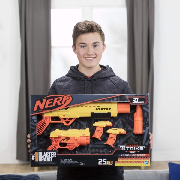 Nerf 31-Piece Alpha Strike Mission Ops Set Includes 4 Blasters, 2 Half-Targets, and 25 Official Elite Foam Darts (Multicolour) - Image 6