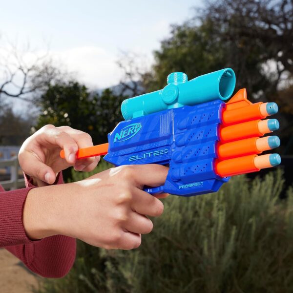 Nerf Elite 2.0 Prospect Qs-4 Blaster, Wild Edition Color Design, 8 Nerf Elite Darts, 4-Dart Blasting, Targeting Scope, Pull Back Priming,Multicolor - Image 5