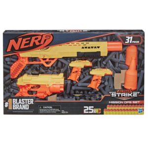 Nerf 31-Piece Alpha Strike Mission Ops Set Includes 4 Blasters, 2 Half-Targets, and 25 Official Elite Foam Darts (Multicolour)