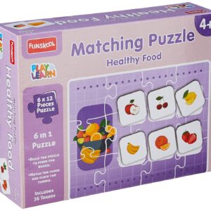 Play & Learn Funskool Healthy Food 6in1 Matching Jigsaw Puzzle Game for Kids, 6x12 Pieces, Educational, Learning & Development, Fun Activity Toy for Childrens, Gift Set for Kid, Age 4+ Years