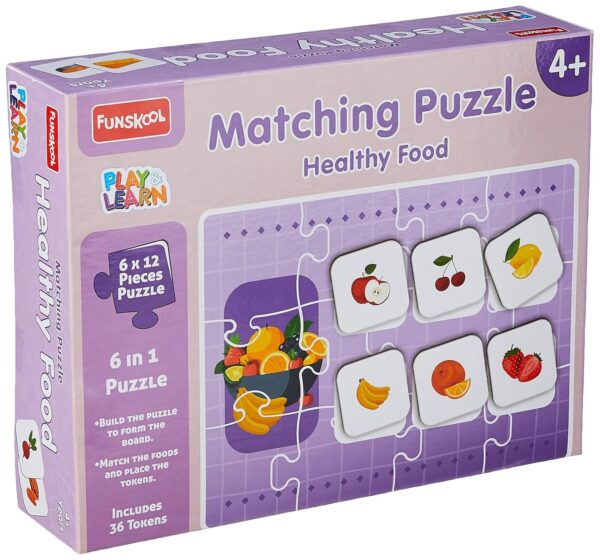 Play & Learn Funskool Healthy Food 6in1 Matching Jigsaw Puzzle Game for Kids, 6x12 Pieces, Educational, Learning & Development, Fun Activity Toy for Childrens, Gift Set for Kid, Age 4+ Years