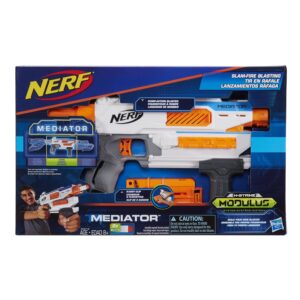 Nerf Modulus Mediator Blaster, Fires 6 Darts in a Row, Pump Action, Slam Fire, Includes 6-Dart Clip and 6 Official Elite Darts, For Kids Ages 8 And Up Multicolor
