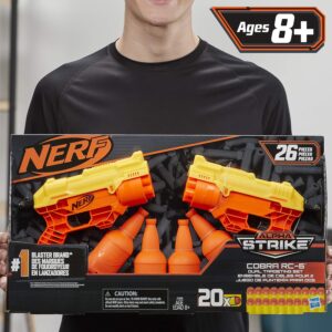 Nerf 26-Piece Cobra RC-6 Dual Targeting Set, Includes 2 Toy Blasters, 4 Half-Targets, and 20 Official Nerf Elite Darts, For Kids, Teens, Adults,Multicolor