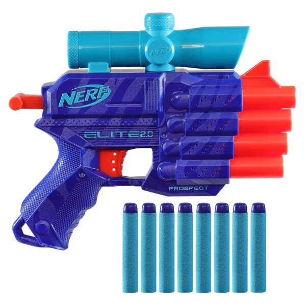 Nerf Elite 2.0 Prospect Qs-4 Blaster, Wild Edition Color Design, 8 Nerf Elite Darts, 4-Dart Blasting, Targeting Scope, Pull Back Priming,Multicolor - Image 3
