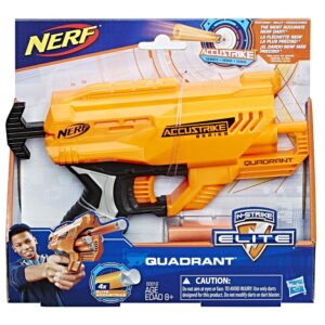 Nerf Quadrant Accustrike Elite Blaster - 4-Dart Rotating Drum - 4 Official Accustrike Elite Darts Designed for Greater Accuracy, Multicolor