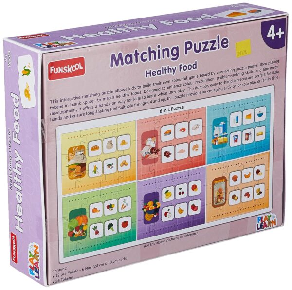 Play & Learn Funskool Healthy Food 6in1 Matching Jigsaw Puzzle Game for Kids, 6x12 Pieces, Educational, Learning & Development, Fun Activity Toy for Childrens, Gift Set for Kid, Age 4+ Years - Image 2