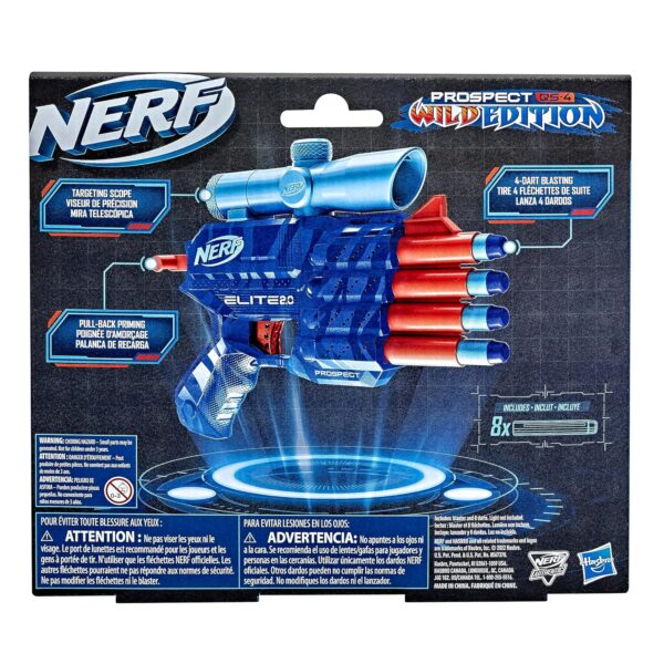 Nerf Elite 2.0 Prospect Qs-4 Blaster, Wild Edition Color Design, 8 Nerf Elite Darts, 4-Dart Blasting, Targeting Scope, Pull Back Priming,Multicolor - Image 7