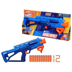 Nerf N Series Double Impact Blaster, 12 Official Nerf N1 Darts Compatible Only with Nerf N1 Blasters, Pump Action Priming, Kids Gifts, Ages 8+